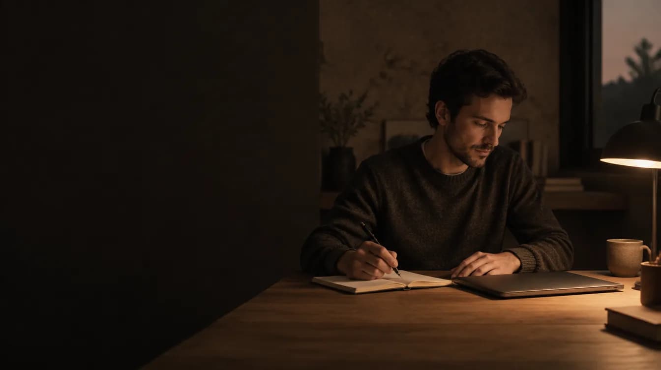 A quiet desk at dusk.